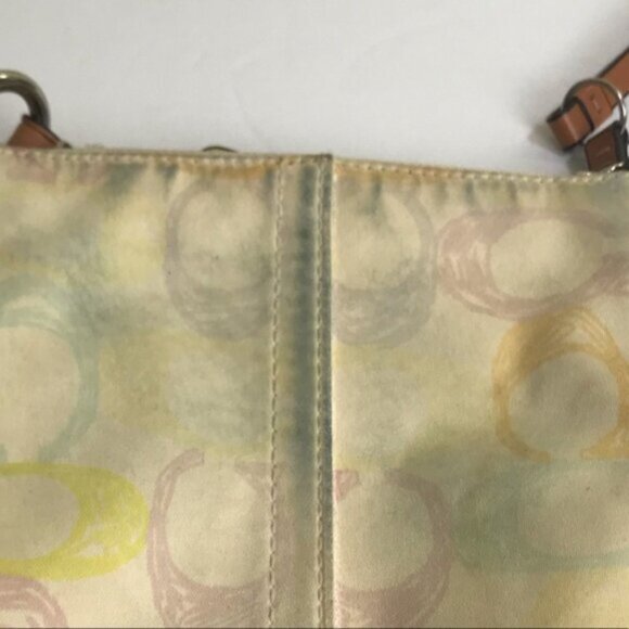 COACH Mini Signature SCRIBBLE CC Crossbody Bag Shoulder Lather Fabric Hobo Zip - Picture 13 of 13